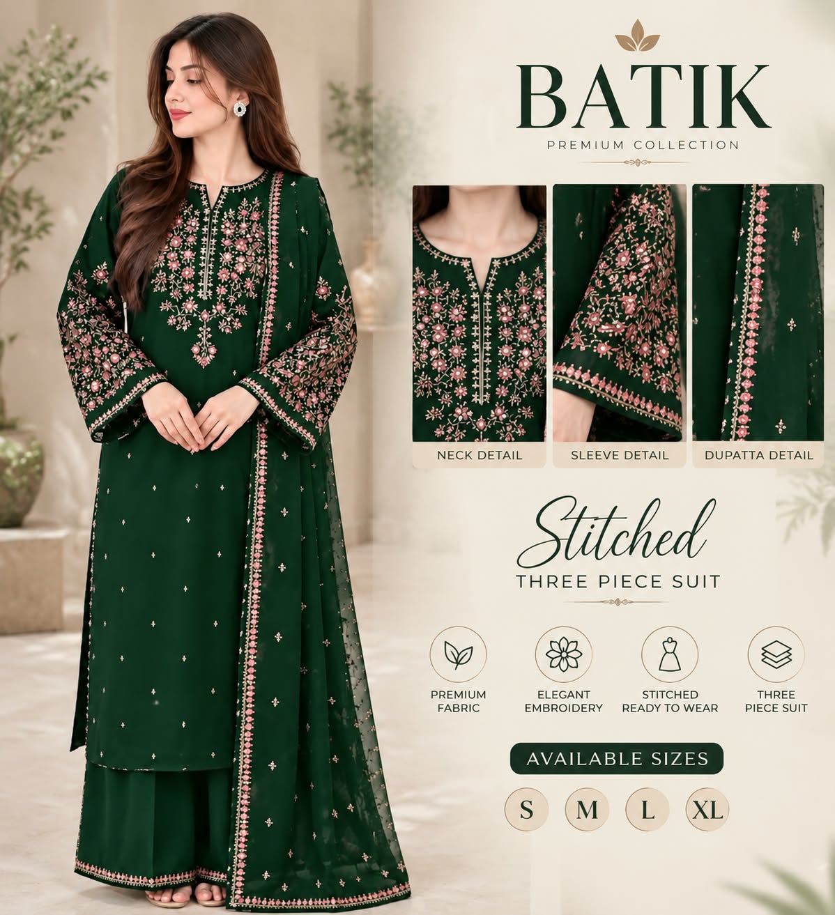 Premium Dhanak Heavy Embroidered 3PC Suit – Winter Edit