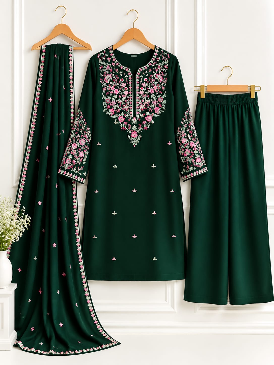 Premium Dhanak Heavy Embroidered 3PC Suit – Winter Edit