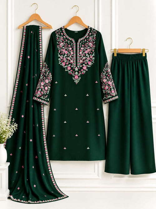 Premium Dhanak Heavy Embroidered 3PC Suit – Winter Edit