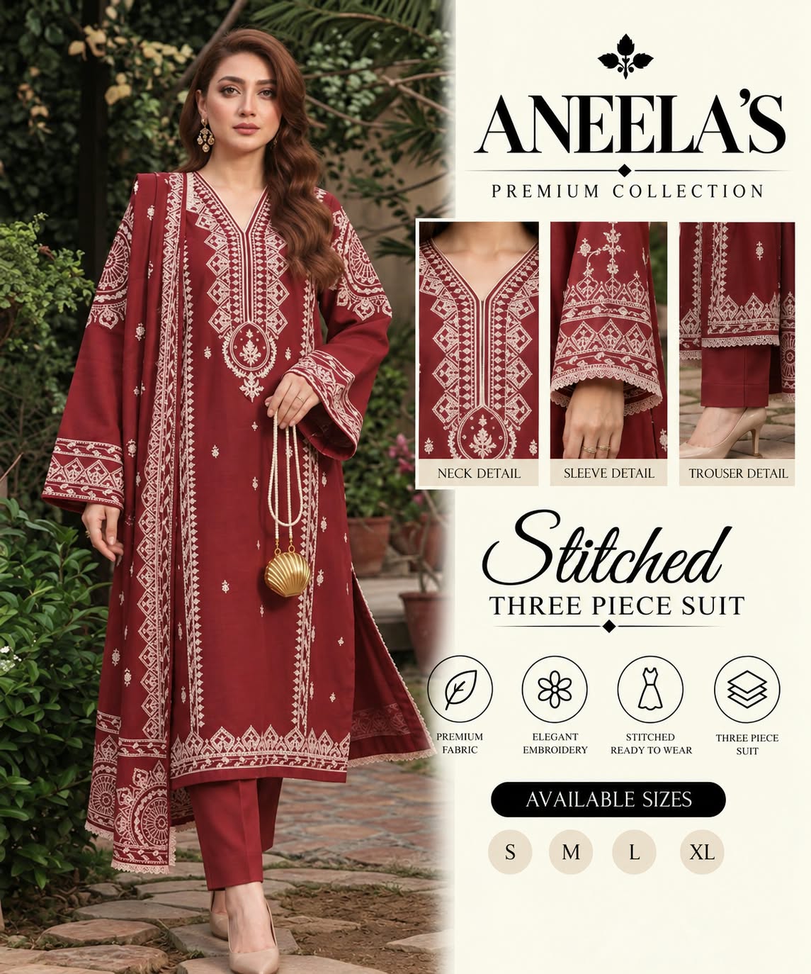 Premium Dhanak Heavy Embroidered 3PC Suit – Premium Winter Edit