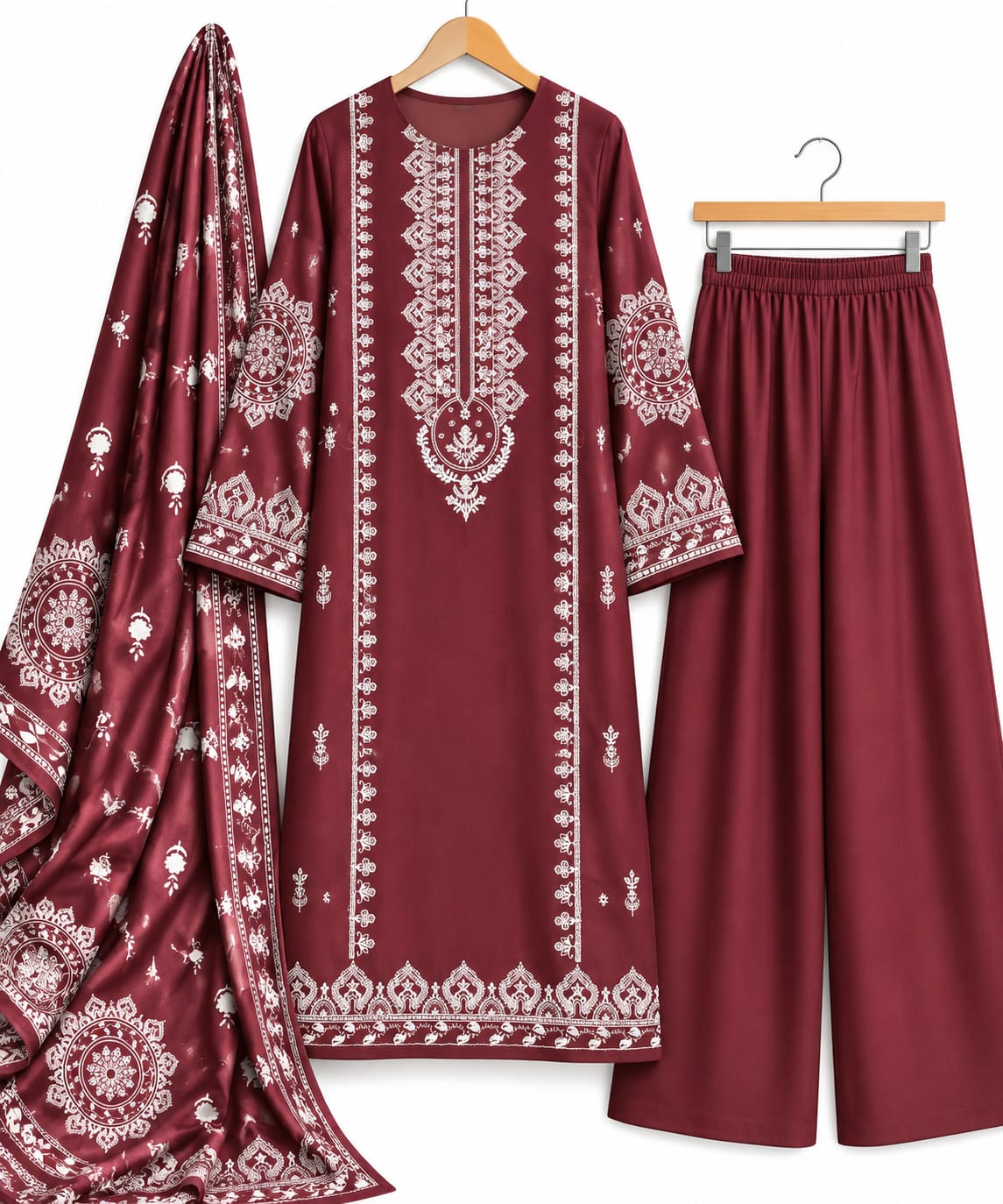 Premium Dhanak Heavy Embroidered 3PC Suit – Premium Winter Edit
