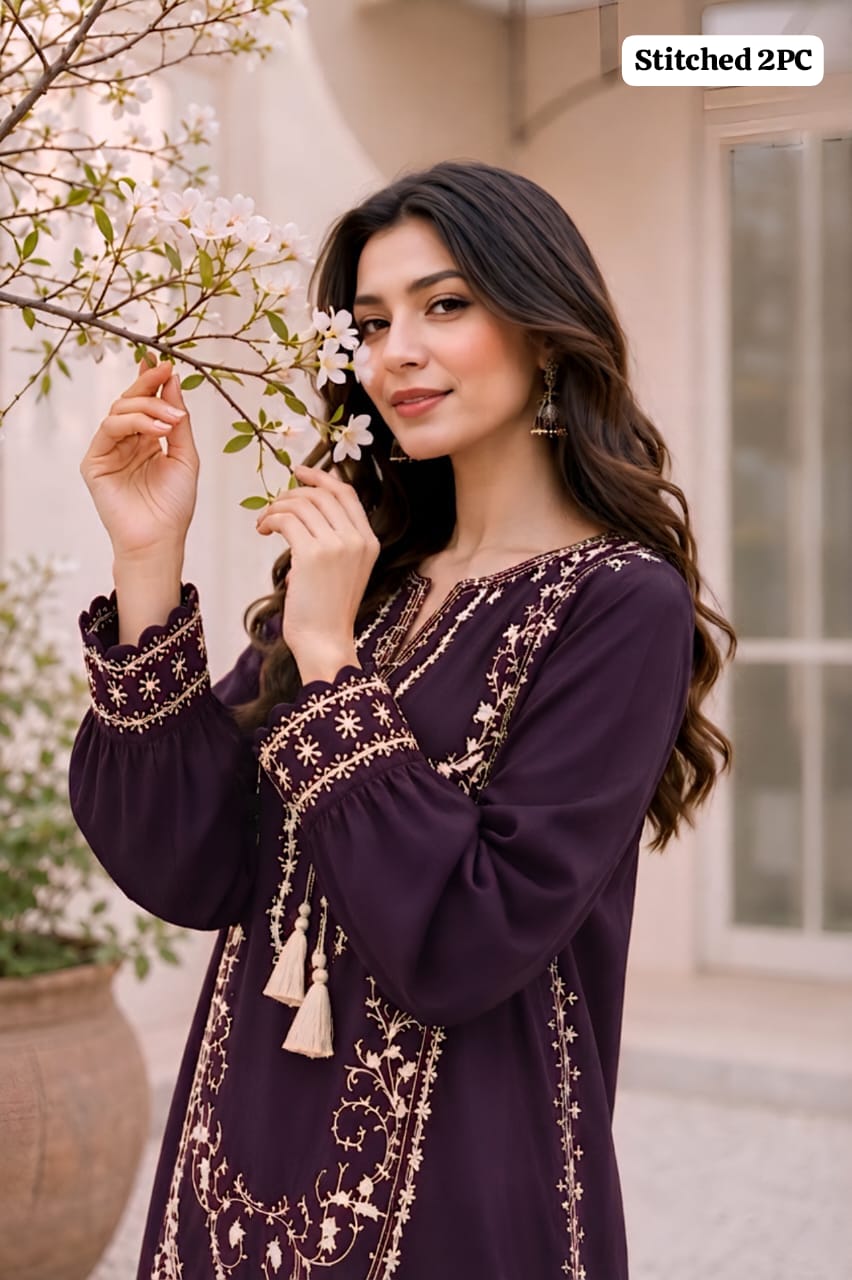 Pure Dhanak Heavy Embroidered 2PC Suit – Premium Winter Edit